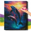 DIAMANTOVÁ MAĽBA 5D S RÁMOM Diamantová Výšivka Veľká Delfíny Mozaika 40x50 cm DIAMANTOVÁ MAĽBA 5D S RÁMOM Diamantová Výšivka Veľká Delfíny Mozaika 40x50 cm