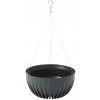 HowHomely ZÁVESNÝ PLASTOVÝ KVETINÁČ STRIPPED ECO 14X24 CM ANTRACITOVÁ HowHomely ZÁVESNÝ PLASTOVÝ KVETINÁČ STRIPPED ECO 14X24 CM ANTRACITOVÁ