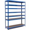 Policový regál Trestles RH 2200x1200x600, nosnosť 1750 kg, 7 políc Farba: modrá, Typ police: drevená MDF 5,4 mm Policový regál Trestles RH 2200x1200x600, nosnosť 1750 kg, 7 políc Farba: modrá, Typ police: drevená MDF 5,4 mm
