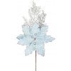 Vetvička MagicHome Vianoce, s kvetom poinsettia, modrá/strieborná, 27 cm Vetvička MagicHome Vianoce, s kvetom poinsettia, modrá/strieborná, 27 cm