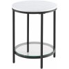 Okrúhly príručný stolík, 2-úrovňový, so sklenenou poličkou, mramorový efekt Okrúhly príručný stolík, 2-úrovňový, so sklenenou poličkou, mramorový efekt