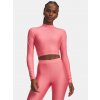 Under Armour Dámske tričko HeatGear Crop Mock LS PNK Ružová