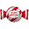 Godan Fóliový balón - Happy Birthday červený cukrík 60 cm Godan Fóliový balón - Happy Birthday červený cukrík 60 cm