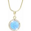 Pozlátený strieborný náhrdelník s okrúhlym opálom a kryštálmi Swarovski Elements Blue Pozlátený strieborný náhrdelník s okrúhlym opálom a kryštálmi Swarovski Elements Blue