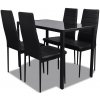 vidaXL Čierna jedálenská sada stola so 4 stoličkami