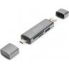 Digitus dvojitá čítačka kariet OTG (USB-C + USB 3.0) 1x SD, 1x MicroSD, 1x USB 3.0, šedá Digitus dvojitá čítačka kariet OTG (USB-C + USB 3.0) 1x SD, 1x MicroSD, 1x USB 3.0, šedá