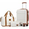 Cestovná sada 3 kusov - kabínový kufor, cestovná taška a kozmetička KONO - béžovo hnedá - 33L Cestovná sada 3 kusov - kabínový kufor, cestovná taška a kozmetička KONO - béžovo hnedá - 33L