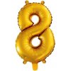 JUNIOR narodeninový balón, 32in 81cm, zlatý, číslo 8