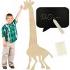 KIK drevená žirafa rastová miera 125 cm prírodné drevo + tabuľa 32 x 44 cm