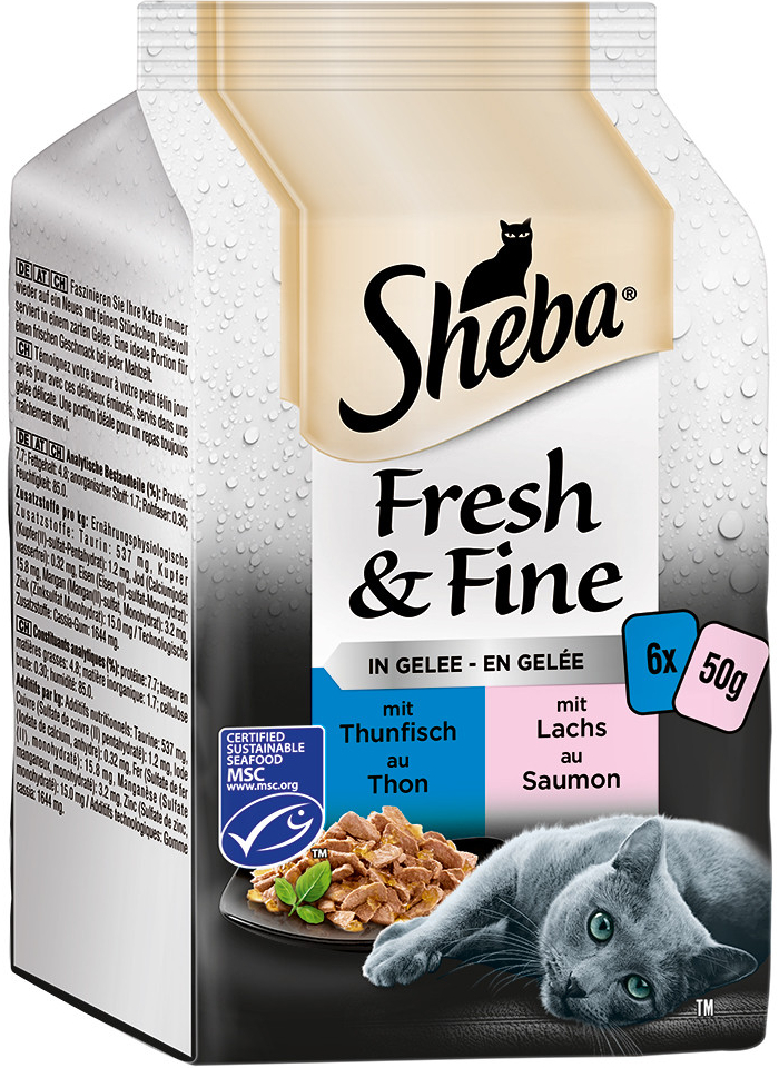 Sheba Fresh & Fine tuniak a losos v želé 12 x 50 g