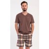 Vienetta MAN Pánske pyžamo šortky Norbert: hnedá 2XL Vienetta MAN Pánske pyžamo šortky Norbert: hnedá 2XL