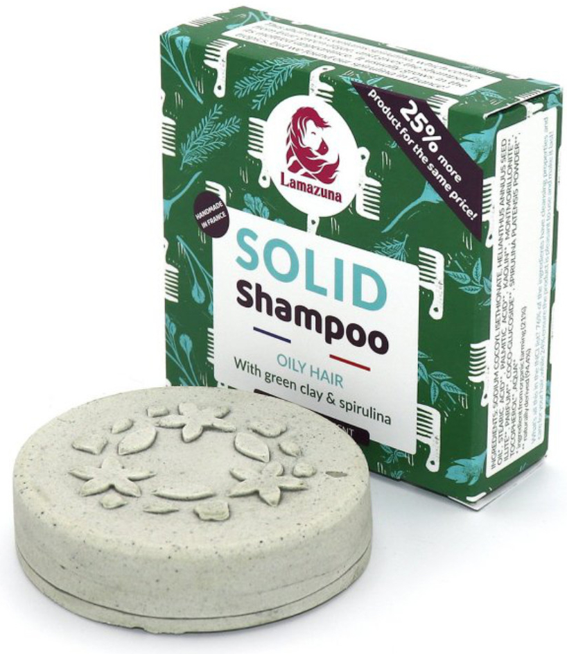 Lamazuna Tuhý šampón pre mastné vlasy Zelený íl & spirulina 70 g