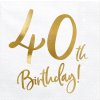PartyDeco servítky 40 rokov zlaté 33cm 20ks PartyDeco servítky 40 rokov zlaté 33cm 20ks