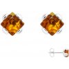 jantario Jantárové náušnice Krehký štvorec koňakové 660368 jantario Jantárové náušnice Krehký štvorec koňakové 660368