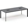 Rokovací stôl PRIMO INVITATION, 240x120 cm, grafit + 2x stolná zásuvka TYP II, čierna Rokovací stôl PRIMO INVITATION, 240x120 cm, grafit + 2x stolná zásuvka TYP II, čierna