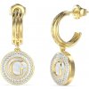 Guess Pozlátené visiace náušnice G Talisman JUBE06204JWYGT/U