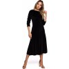 M557 Zamatové midi šaty s volánovými rukávmi - čierne EU S M557 Zamatové midi šaty s volánovými rukávmi - čierne EU S