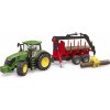 Bruder 3154 John Deere 7R 350 s lesníckym prívesom a 4 kmene 1:16