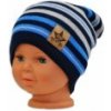 BABY NELLYS Jarná/jesenná prúžkovaná čiapka - granát/sv. modrá/sv. sivá BABY NELLYS Jarná/jesenná prúžkovaná čiapka - granát/sv. modrá/sv. sivá
