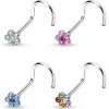 Šperky eshop - Piercing do nosa farebný kvietok zo zirkónov W39.31 - Hrúbka piercingu: 1 mm, Farba piercing: Dúhová Šperky eshop - Piercing do nosa farebný kvietok zo zirkónov W39.31 - Hrúbka piercingu: 1 mm, Farba piercing: Dúhová