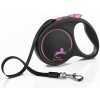 Flexi Vodítko Black Design M opasok 5m čierno-ružové Flexi Vodítko Black Design M opasok 5m čierno-ružové