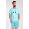 Vienetta MAN pánske šortkové pyžamo Rybár mentolová Vienetta MAN pánske šortkové pyžamo Rybár mentolová