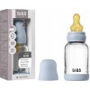 Bibs antikoliková sklenená fľaša s kaučuk cumlíkom Baby Blue 120ml