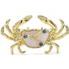 B-TOP Pozlátená brošňa so znamením zverokruhu s modrými a čírymi kryštálmi znamení: Rak (22.6. - 22.7.) B-TOP Pozlátená brošňa so znamením zverokruhu s modrými a čírymi kryštálmi znamení: Rak (22.6. - 22.7.)