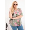 Fashionweek dámska bavlnená blúzka Plus Size s kvetinovým vzorom K1088-1 khaki