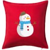 Snehuliak so šálom - Vankúš 50x50 - 50x50 - Iba poťah ( Červená ) Snehuliak so šálom - Vankúš 50x50 - 50x50 - Iba poťah ( Červená )