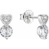 Strieborné náušnice kôstky malé srdiečko so zirkónmi a okrúhly zirkón 11419.1 Strieborné náušnice kôstky malé srdiečko so zirkónmi a okrúhly zirkón 11419.1