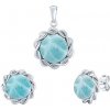 Silvego Strieborná súprava šperkov Gemma s pravým larimarom - náušnice a prívesok JST17913SLR Silvego Strieborná súprava šperkov Gemma s pravým larimarom - náušnice a prívesok JST17913SLR
