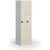 Kovová šatníková skrinka S1 zúžená, 2 oddiely, 1850 x 500 x 500 mm, demont, kódový zámok, laminované dvere, breza Kovová šatníková skrinka S1 zúžená, 2 oddiely, 1850 x 500 x 500 mm, demont, kódový zámok, laminované dvere, breza