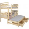 Wilsondo Poschodová posteľ s prístelkou Petra 1 90x200 - prírodná Wilsondo Poschodová posteľ s prístelkou Petra 1 90x200 - prírodná