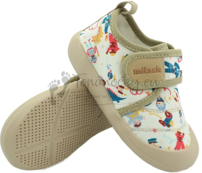 Milash barefoot Fun Shoes plátenky Robot