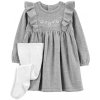 CARTER'S Set 2dielny šaty, pančuchy Grey dievča 18m CARTER'S Set 2dielny šaty, pančuchy Grey dievča 18m