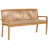 VidaXL Stohovateľná záhradná lavica s podložkou, 159 cm, teakový masív VidaXL Stohovateľná záhradná lavica s podložkou, 159 cm, teakový masív