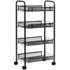 ModernHome KJZT090 Prenosný kovový regál, 4 koše na kolieskach, čierny ModernHome KJZT090 Prenosný kovový regál, 4 koše na kolieskach, čierny