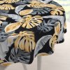 Biante Bavlnený okrúhly obrus Sandra SA-228 Sivé a zlaté tropické listy na čiernom Ø 130 cm Biante Bavlnený okrúhly obrus Sandra SA-228 Sivé a zlaté tropické listy na čiernom Ø 130 cm