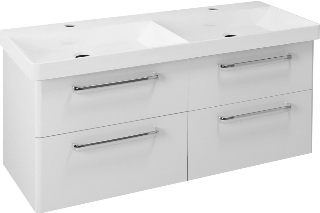 Sapho Theia - Dvojumyvadlová skříňka 116x50x44, 2cm, 4 x zásuvka, bílá