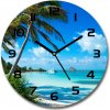 Sklenené nástenné hodiny okrúhle Tropická pláž fi 30 cm Sklenené nástenné hodiny okrúhle Tropická pláž fi 30 cm