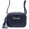 Kožená tmavomodrá jednozipsová crossbody kabelka so zlatými doplnkami Kožená tmavomodrá jednozipsová crossbody kabelka so zlatými doplnkami
