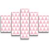 Sablio Obraz - 5-dílný Ružové a biele Trojuholníky - 125x90 cm Sablio Obraz - 5-dílný Ružové a biele Trojuholníky - 125x90 cm