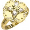 Guess pozlátený prsteň s kvetinou Wild Flower JUBR05506JWYG