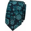 Slim kravata s kvetinami modrá