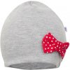 New Baby Dojčenská čiapočka s šatkou na krk Missy sivo-červená New Baby Dojčenská čiapočka s šatkou na krk Missy sivo-červená