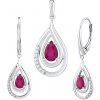 Luxusní stříbrný set šperků s pravým Rubínem a zirkony - náušnice a přívěsek FWS10130R Luxusní stříbrný set šperků s pravým Rubínem a zirkony - náušnice a přívěsek FWS10130R