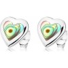 Šperky eshop - Puzetové náušnice, striebro 925, symetrické srdiečko s mušľou Paua I25.29 Šperky eshop - Puzetové náušnice, striebro 925, symetrické srdiečko s mušľou Paua I25.29
