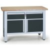 Pracovný stôl do dielne G6, 2 zásuvky, 2 skrinky, 1200 x 600 x 860 - 900 mm, grafit Pracovný stôl do dielne G6, 2 zásuvky, 2 skrinky, 1200 x 600 x 860 - 900 mm, grafit