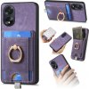 Kožený kryt Retro Card na Oppo A38 - Fialová Kožený kryt Retro Card na Oppo A38 - Fialová